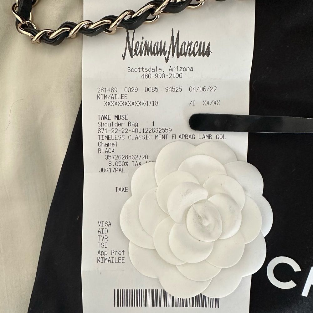 Chanel Black Lambskin Leather Mini Classic Rectangular Flap Light Gold Hardware - Picture 6 of 16